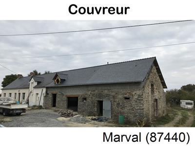 Couverture ardoise à Marval-87440 