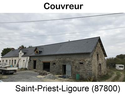 Couverture ardoise à Saint-Priest-Ligoure-87800